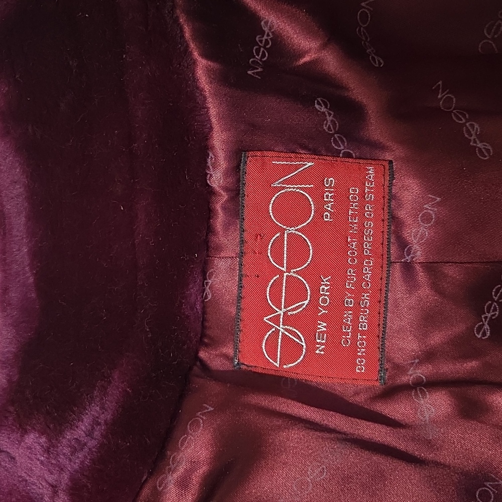 Vintage Vidal Sassoon Faux Fur Coat Deep Plumb Size 12 - Picture 7 of 12